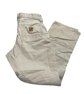 Vtg Carhartt Mens Dungaree Fit Carpenter Pants B151 Tan 30x32 Work Wear Utility - Picture 1 of 20