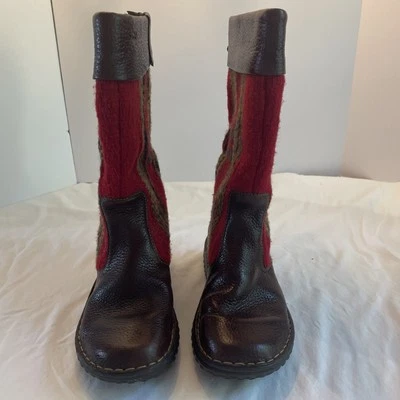 Born Tizoc Indian Manta Lana Marrón Cuero Talla 9 Medio Pantorrilla Moda Botas Foto 1 de 4