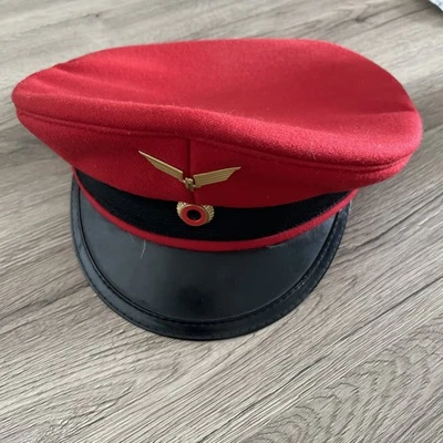 Kempf Deutsche Bundesbahn Schirmmütze 1980 Größe 56 Rot Schwarz Goldenes Emblem - Bild 1 von 2