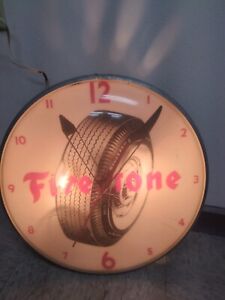 vintage original Firestone ohio advertising display clock white wall tire