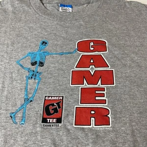 Boys XL Gamer Graphic T-shirt Gray short sleeve tee skeleton - Picture 1 of 12