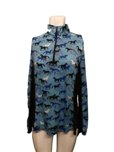 Kerrits Top Damen 1/2 Reißverschluss Pullover Pferd Reitsport atmungsaktiv blau schwarz XL EUC - Bild 1 von 4