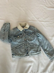 Gap Kids Girls XL Blue Denim Sherpa Lined Jean Jacket Light Acid Wash Blue - Picture 1 of 9
