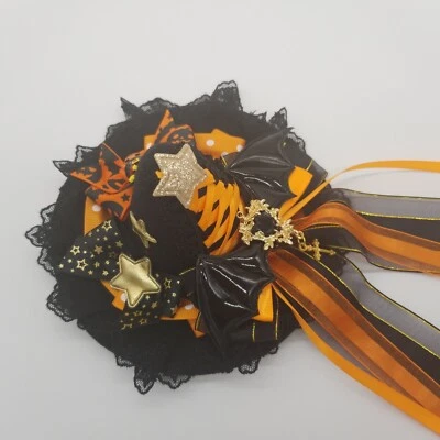 Sombrero gótico Lolita Halloween pinza para el pelo naranja encaje estrellas doradas Foto 1 de 4