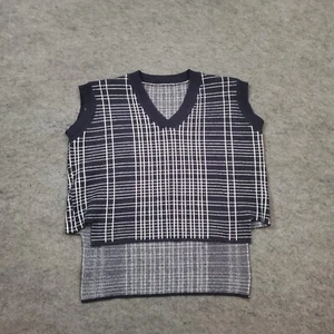 Unbranded Sweater Womens Large Blue Cardigan Sleeveless High Low Knit Plaid - Bild 1 von 8