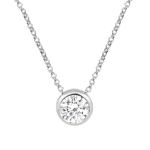 Juego de Collar Colgante de Plata Esterlina Redondo de Cristal Brillante - Imagen 1 de 6