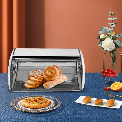 Inoxidable?Acero?Pan?Caja,?Pan de plata?Cubo, encimera de cocina contenedor de pan nuevo Foto 1 de 4