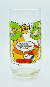 Vintage McDonalds Camp Snoopy Drinking Glass Morning People Are Hard to Love - Picture 1 of 10