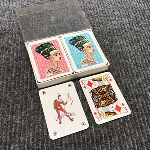 Vintage Königin von Ägypten Nofretete Spielkarten Moharrem Presse Alexandria 2 Stück - Bild 1 von 5