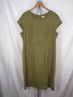 Cato Faux Suede Back Zip Dress Plus Size 18W Cap Sleeve Green New - Image 1 of 4