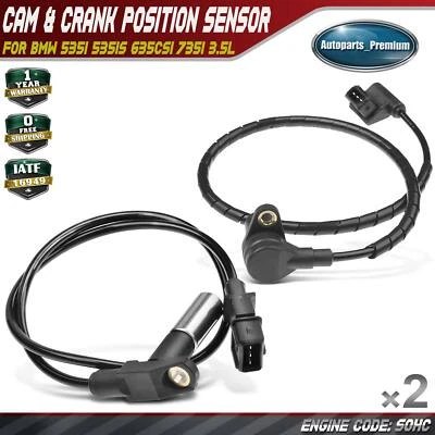 1x Camshaft & 1x Crankshaft Position Sensor for BMW 535i 535is 635CSi 735i 3.5L - Image 1 of 4