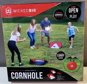Wicked Big Sports Cornhole Portatile Set 3'x2' Nuovo Pop & Play Gioco da Esterno - Foto 1 di 3