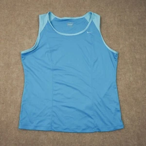 Nike Women's Performance Tank Top Shirt Large Blue Embroidered Swoosh Logo - Picture 1 of 14
