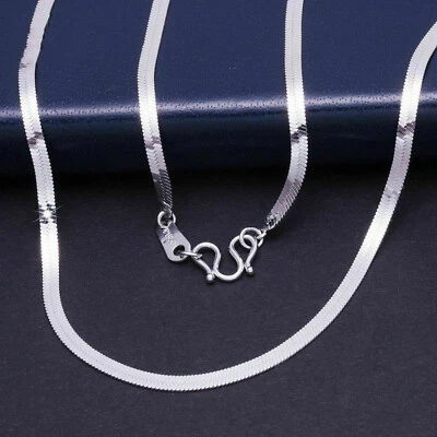 Real Pt950 Pure Platinum 950 Necklace For Women Man 2.1mm Blade Chain 17inchL - Image 1 of 4