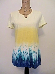 Chico's Neu mit Etikett Angel Fire Damen Gr. Small gelb SS Tunika mit geteiltem Ausschnitt kostenloser Versand - Bild 1 von 4