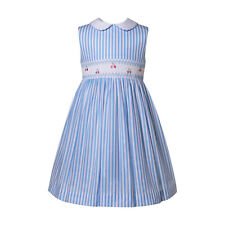 Pettigirl Girls Blue Stripe Smocked Dresses Summer Party Gift Sleeveless Dress