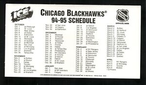 Chicago Blackhawks--1994-95 Window Decal Schedule--Bud Ice
