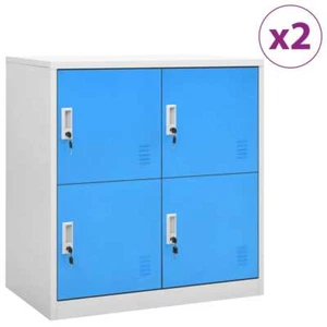 Locker Cabinets 2 pcs Light Gray and Blue 35.4"x17.7"x36.4" Steel vidaXL - Picture 1 of 9