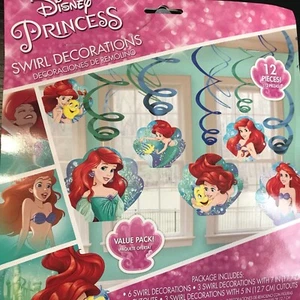 Disney Princess Swirl Party Decorations Foil 12 Pieces Ariel The Little Mermaid - Picture 1 of 4