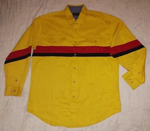Roper Western Cowboy Shirt Mens sz XL Bull Rider Embroidered Logo Yellow - Picture 1 of 8
