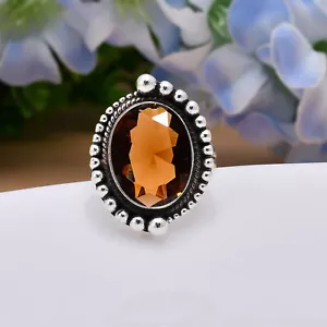 Smoky Quartz Gemstone 925 Sterling Silver Jewelry Ring, Adjustable Ring - Picture 1 of 4