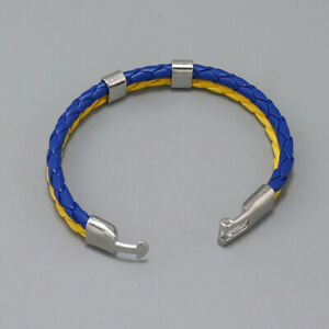 3Pcs Ukraine Flag Bracelet Ukraine Leather Braid Wristband Ukrainian Sou ZOK