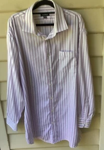 Gazman White Stripe Shirt 45/46 Blue & Pink 100% Cotton Men’s Long Sleeve - Picture 1 of 6
