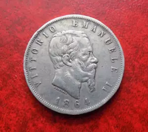 5 LIRE 1864 ZECCA DI Napoli VITTORIO EMANUELE II ( 1861 - 1878 ) - Foto 1 di 4