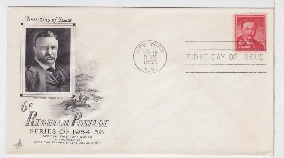 TurtlesTradingPost- Theodore Roosevelt 6c -  #1039- 1955 FDC Artcraft Cachet - Image 1 of 1