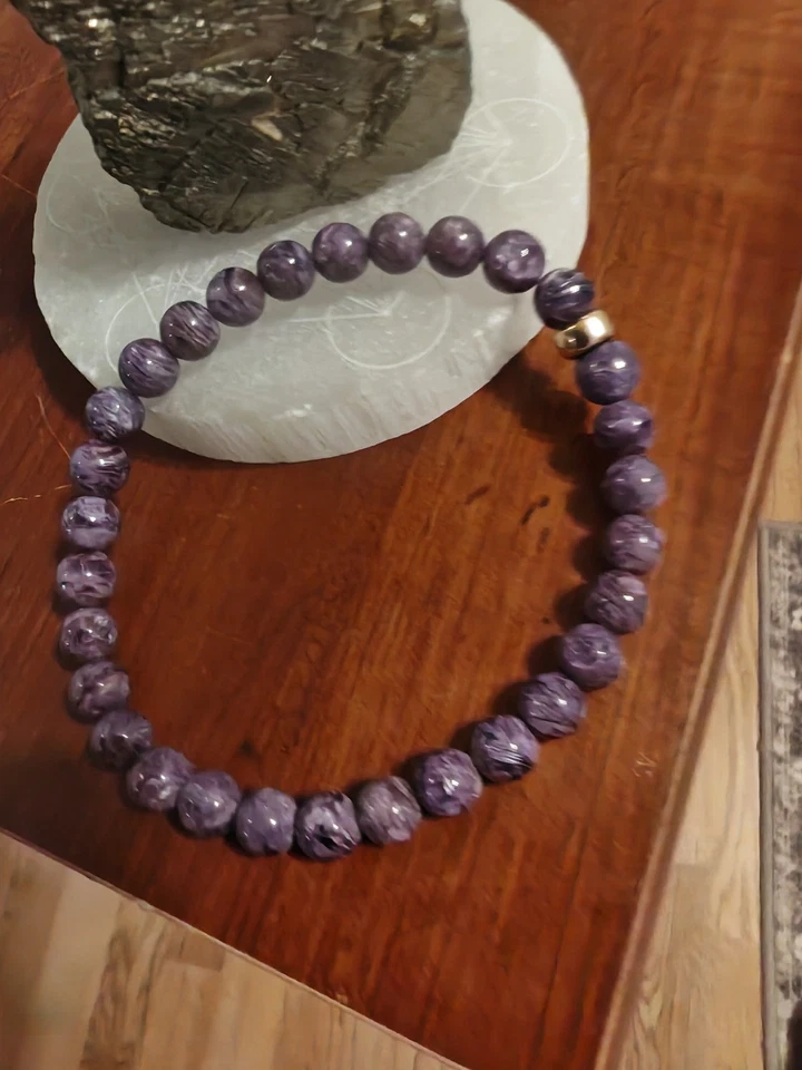 AAAA+ Grade Charoite Genuine Bracelet | 6mm Charoite Genuine Bracelet | Charoit - Image 1 of 3