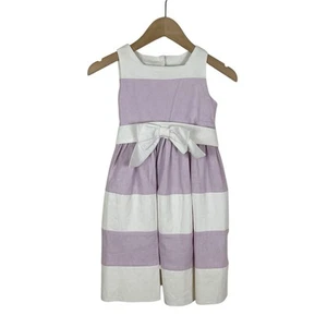 Vintage Hartstrings Lavender Purple and White Striped Dress Girls 4T - Picture 1 of 5