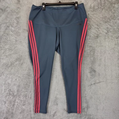 Adidas Pants Womens 3X Gray AEROREADY Leggings Three Stripes Athletic Training - Image 1 of 4