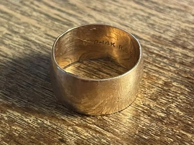 1/30 14K Rolled Gold Plate CIGAR BAND Ladies RING ~ INDIAN HALLMARK 4.0g Size 7 - Image 1 of 4