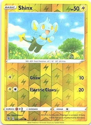 Shinx Reverse Holo Common Lightning Reverse Holo SWSH08: Fusion Strike 091/264 N - Image 1 of 2