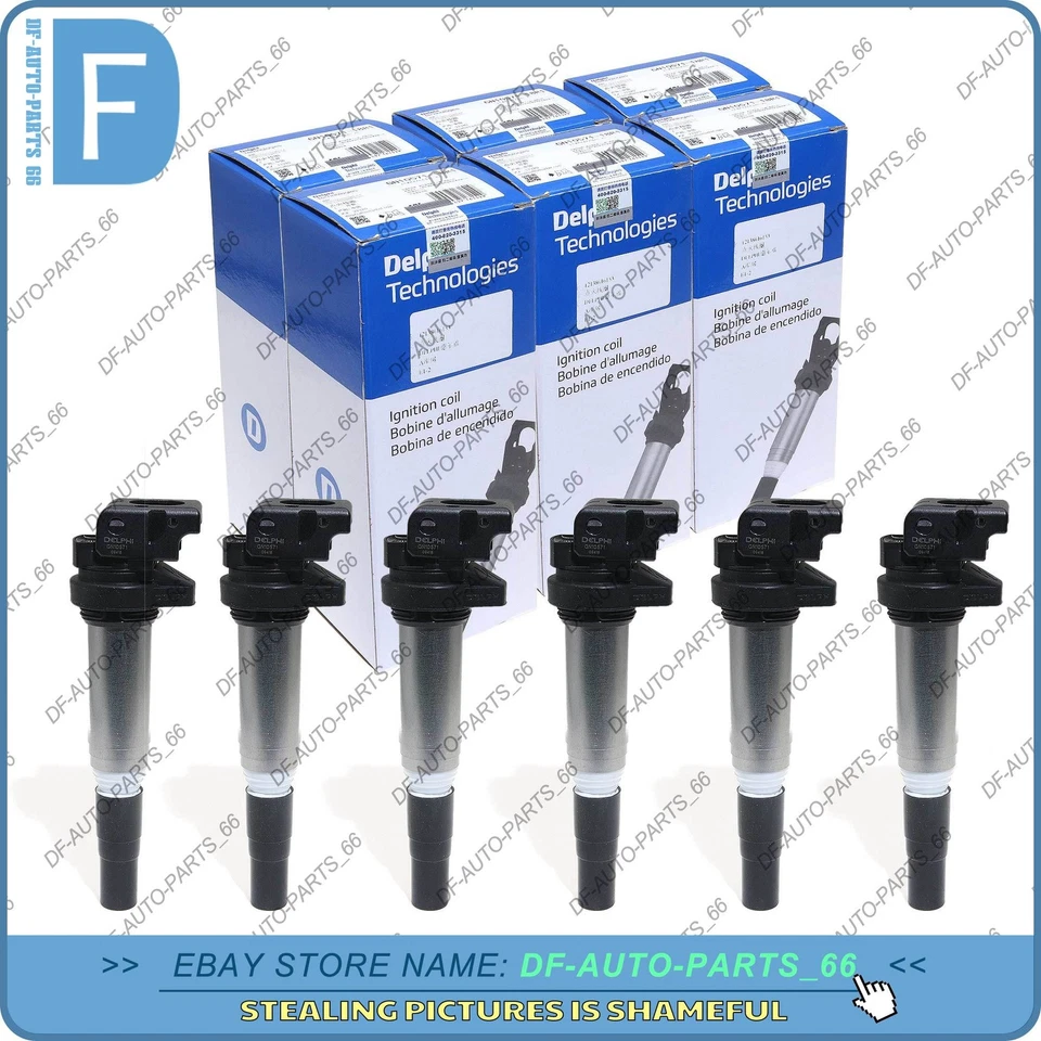 6Pcs Delphi Ignition Coils Metal Set for BMW 135i 335i 325i 535i X6 Z4 X3 X5 Foto 1 de 4