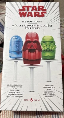 Star Wars Ice Pop Molds Set of 6 Collectible Kitchenware 2016 Brand New Sealed - Image 1 of 4
