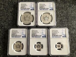 2021 CANADA SILVER PULSATING MAPLE LEAF 5-COIN SET NGC PF70 REV PROOF MINTAGE 3K