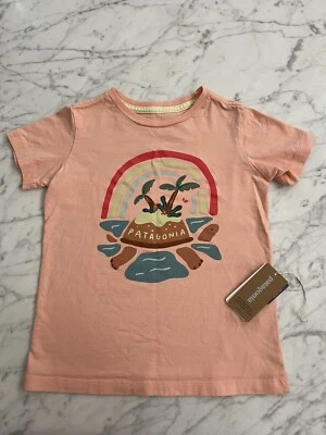 Patagonia Rainbow Island Tee Shirt Flamingo Coral Pink Girl Organic Cotton - Image 1 of 4