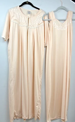 Durga Nightwear Peignoir Robe And Nightgown Set Light Pink Vintage USA - Image 1 of 4