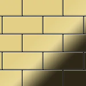 Mosaik Fliese massiv Metall Messing gewalzt gold 1,6mm stark Subway-BM - Picture 1 of 6