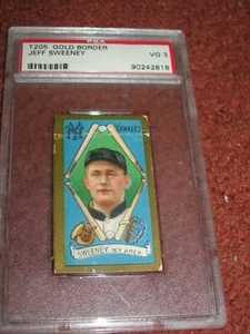 1911 T205 Gold Border EDWARD SWEENEY PSA VG 3~ New York Yankees~Honest Long Cut - Picture 1 of 5