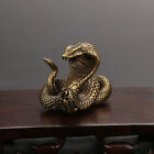 Antique Bronze Cobra Statue Ornament Zodiac Snake Miniature Figurines Decora.WG