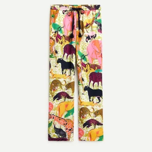 J. Pantalón de pierna ancha CREW Drapey con estampado Ratti® safari, polietileno multicolor talla 10 nuevo con etiquetas - Imagen 1 de 10