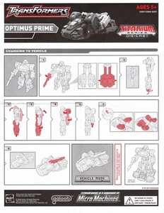Transformers Titanium Series Optimus Prime Instruction Sheet Hasbro 2006 - Picture 1 of 1