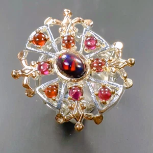 Natural Heated Black Opal Ring 925 Sterling Silver Size 6 /B-R0880 - Picture 1 of 5