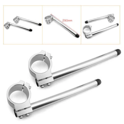2x Clip On Handle Bar 50mm Fork Tube Fit Yamaha Ducati Honda Suzuki Cafe Racer Foto 1 de 4