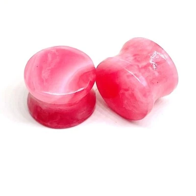 Par de plugues de piercing de orelha feitos à mão pedra quartzo rosa tamanho 8g - 54MM - Imagem 1 de 4