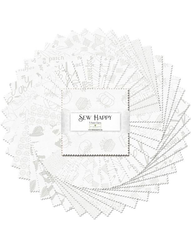 Impresiones Essentials Sew Happy de Wilmington - Paquete de cristales/dijes de 5 quilates Foto 1 de 1