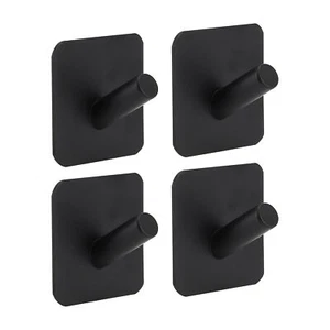 4 piezas ganchos adhesivos ganchos para abrigo de toallas ganchos de pared palo en baño negro - Imagen 1 de 6