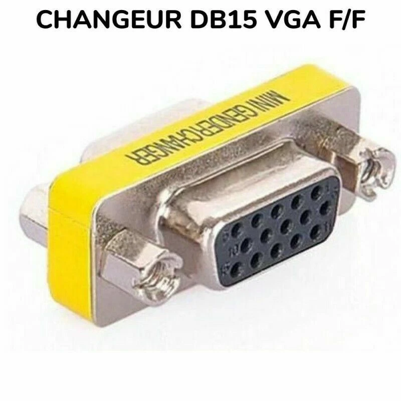 ADAPTATEUR CHANGEUR DE GENRE DB15 VGA FEMELLE/FEMELLE (A60.10) - Photo 1/1